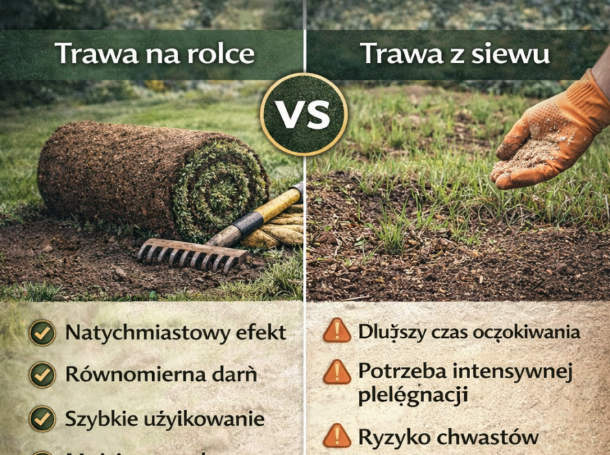 Trawa na rolce vs siew – porównanie metod zakładania trawnika, gotowa darń i wysiew nasion w ogrodzie