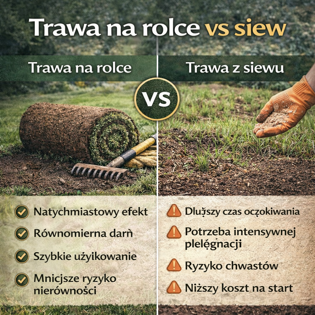 Trawa na rolce vs siew – porównanie metod zakładania trawnika, gotowa darń i wysiew nasion w ogrodzie