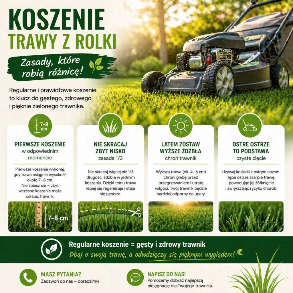 Koszenie trawy z rolki – prawidłowa wysokość cięcia i pielęgnacja trawnika