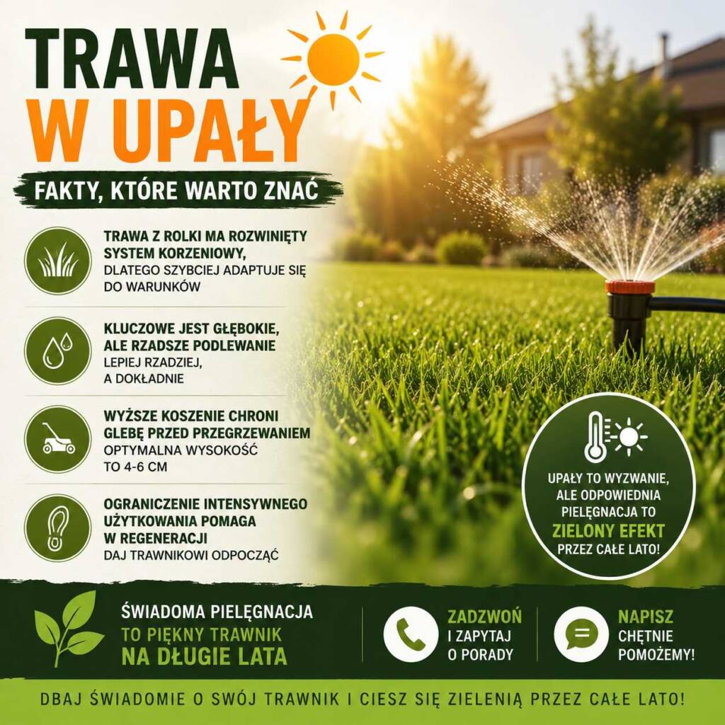 Trawa w upały – fakty. Trawnik z rolki w upały – pielęgnacja i podlewanie