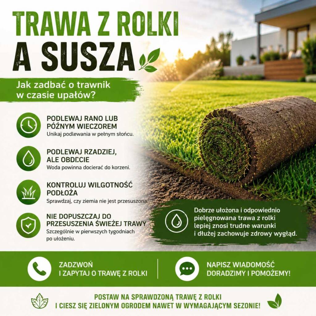 Trawa z rolki a susza – zielony trawnik kontrastujący z suchą, spękaną ziemią w ogrodzie