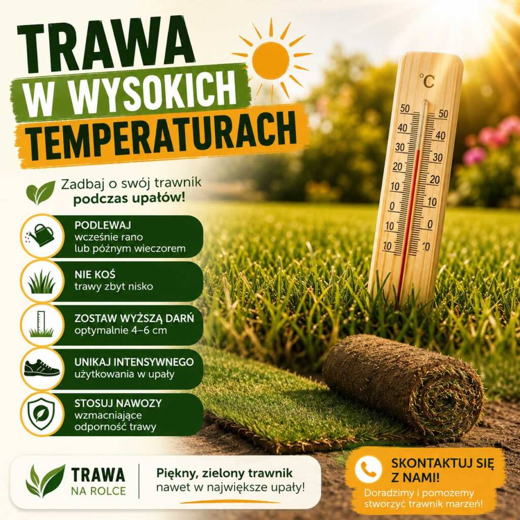 trawa w wysokich temperaturach zielony trawnik podczas upałów podlewanie i pielęgnacja trawy latem w ogrodzie