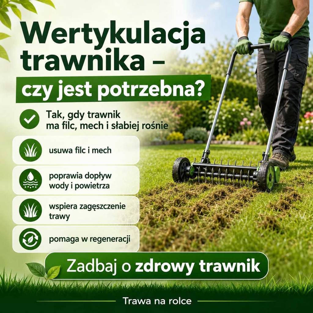 wertykulacja trawnika usuwanie filcu i mchu z darni regeneracja trawy oraz pielęgnacja zielonego trawnika w ogrodzie