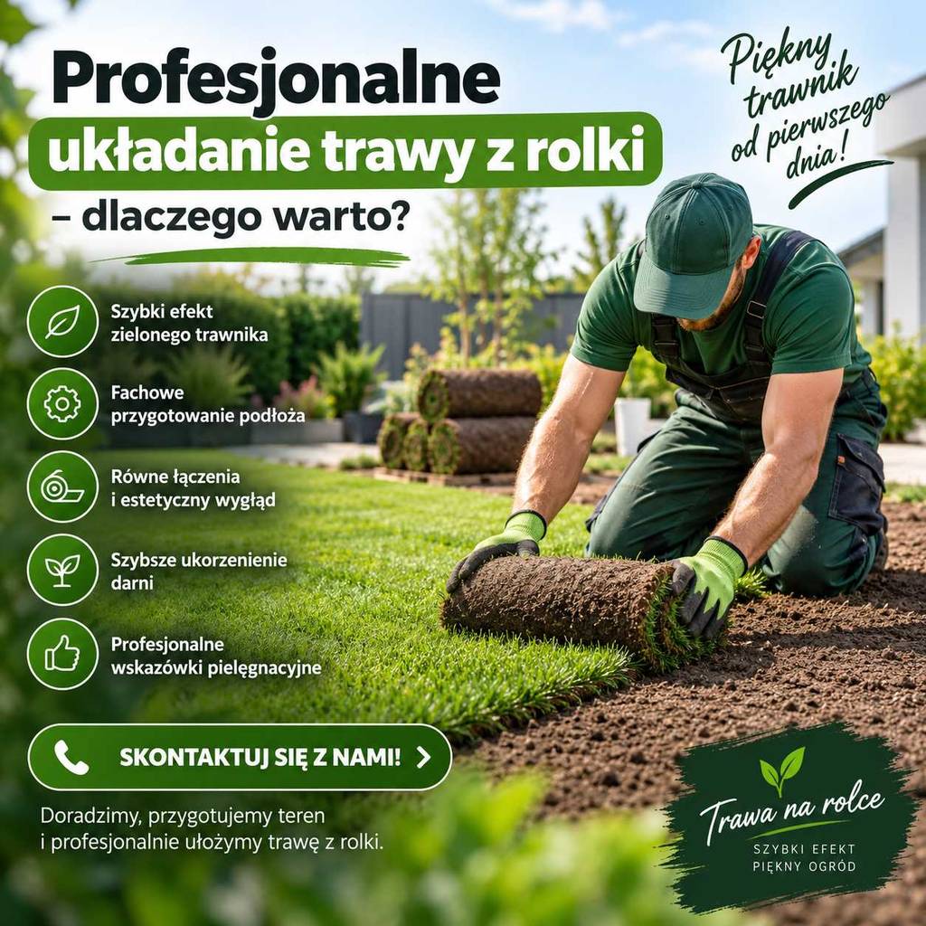 profesjonalne układanie trawy z rolki w ogrodzie przygotowanie podłoża montaż darni i piękny zielony trawnik przy domu